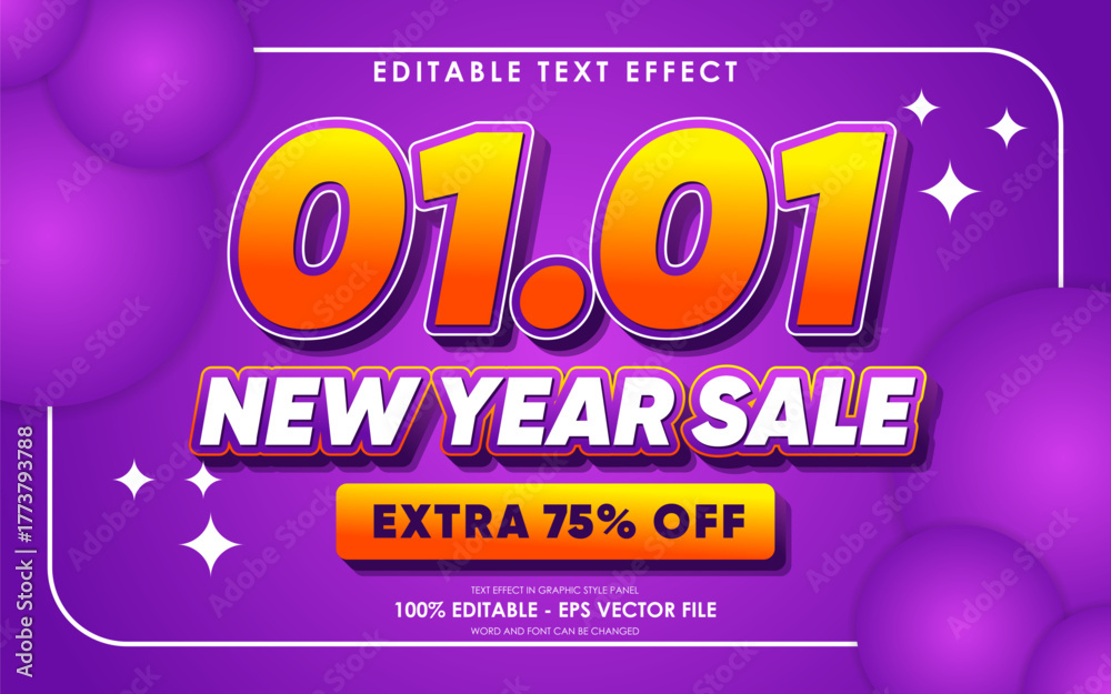 Fototapeta premium Editable new year sale text effect