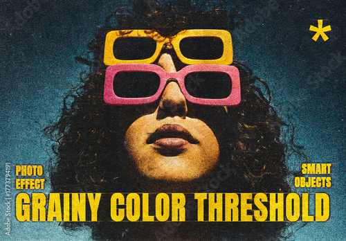 Grainy Colored Threshold Photo Effect Mockup