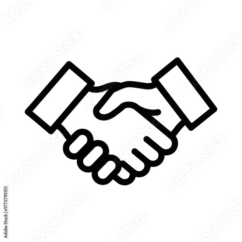 Simple Line Art Icon Depicting a Firm Handshake Between Two People.