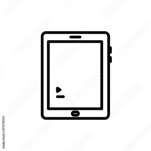 Simple Line Art Icon of a Modern Tablet Device.