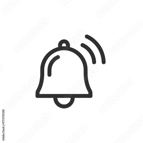 Simple Line Art Icon of a Ringing Bell with Sound Waves.
