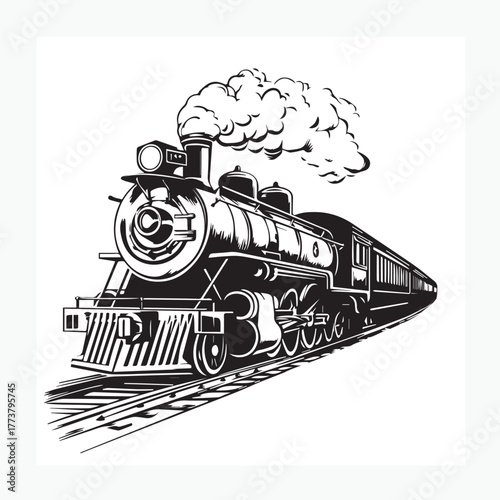 steam locomotive with a train