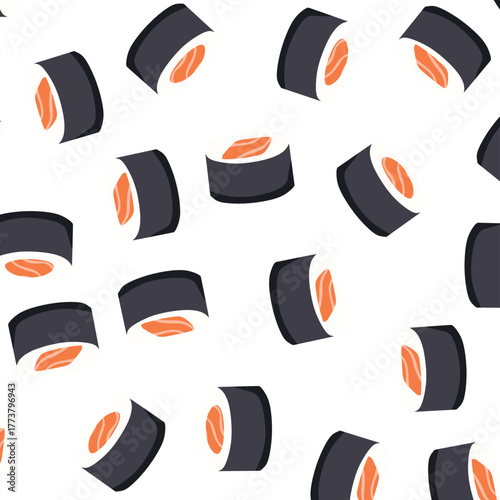 sushi seamless pattern background. Japanese food. Vector seamless pattern on transparent background.