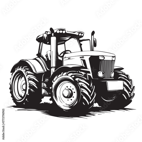 old tractor isolated on white