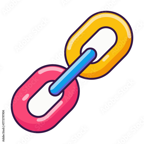 A flat style icon showing chain link