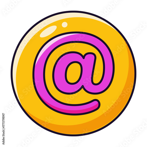 A flat style icon showing mention symbol