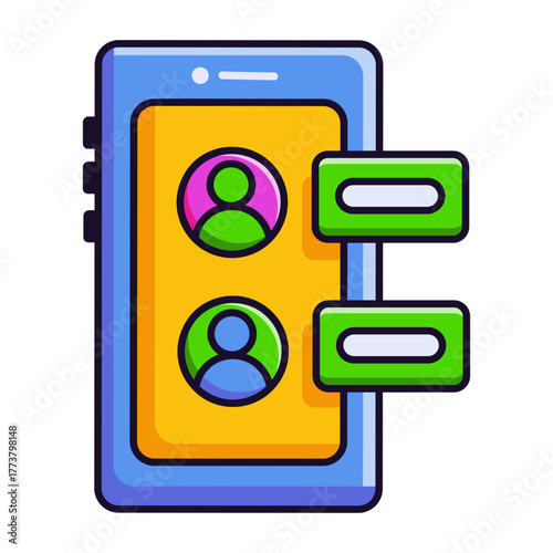 A flat style icon depicting mobile chat