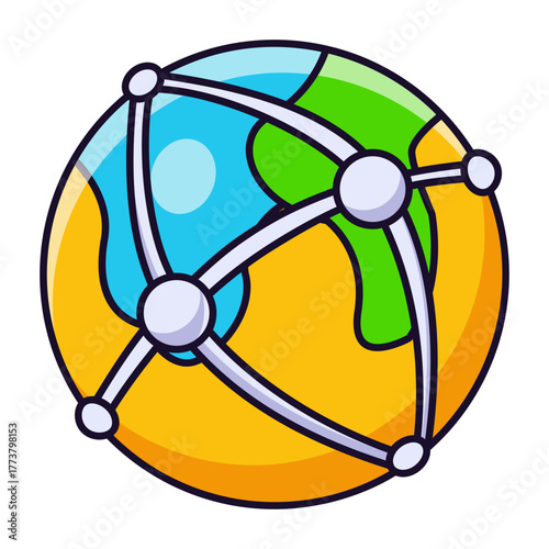 A flat style icon representing global network