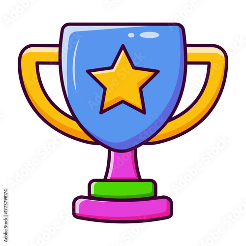 A flat style icon depicting trophy