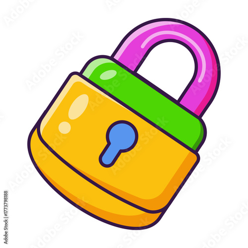 A flat style icon showing padlock