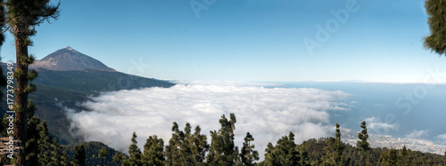 Mount Teide, the iconic volcano of Tenerife, Spain, surrounded by dramatic volcanic landscape under a clear blue sky. Symbol of the island and one of the most famous natural landmarks in the Canary 