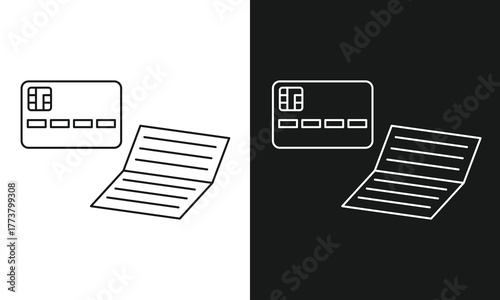 Bank Account and Payment Icon with a Chip Credit Card and a Financial Passbook for Savings and Transactions.