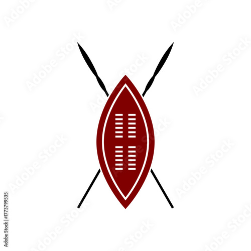 African shield and spears icon isolated illustration on white background