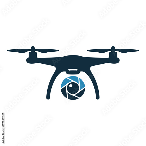 Drone with camera lens icon
