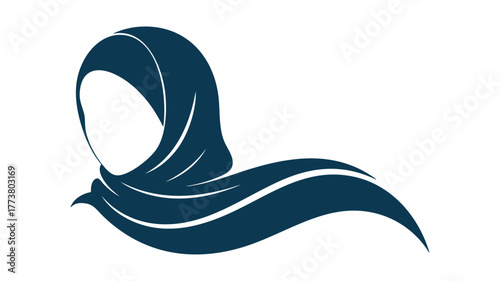 Elegant dark blue hijab silhouette icon