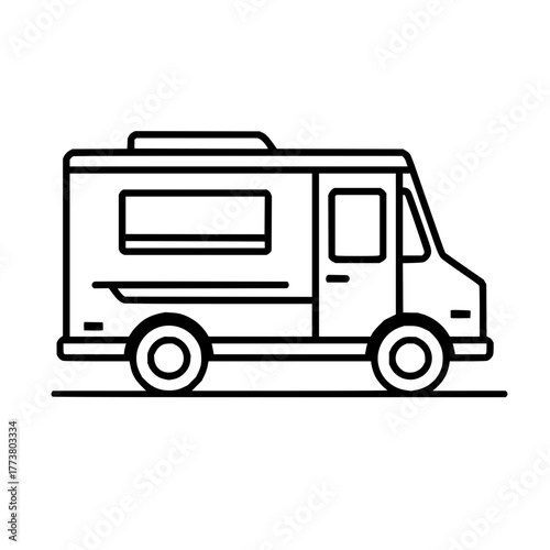 Rv camper van vector illustration for camping and travel adventures recreational vehicle outline graphic design icon