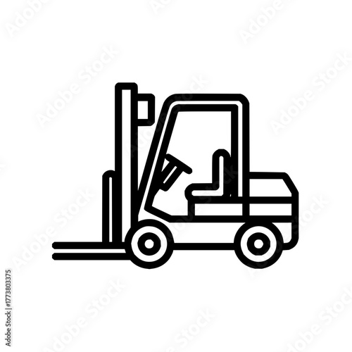 Forklift truck vector icon material handling equipment industrial vehicle warehouse logistics line drawing 100