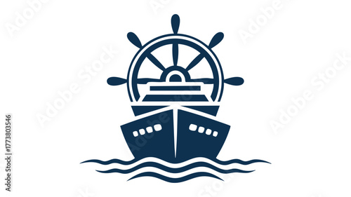 Nautical ship wheel and bow icon