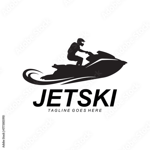 Jet Ski Rider Logo Design for Water Sports and Adventure Brand Identity