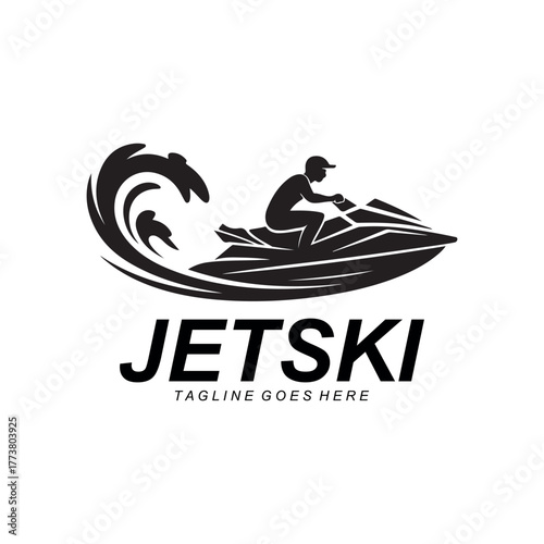 Jet Ski Rider Logo Design for Water Sports and Adventure Brand Identity