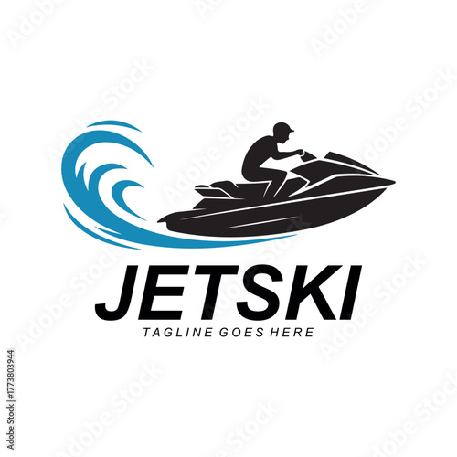 Jet Ski Rider Logo Design for Water Sports and Adventure Brand Identity