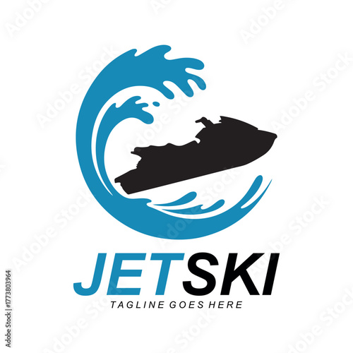 Jet Ski Rider Logo Design for Water Sports and Adventure Brand Identity