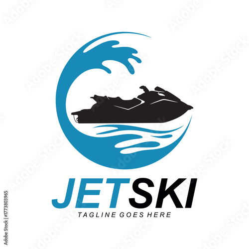 Jet Ski Rider Logo Design for Water Sports and Adventure Brand Identity