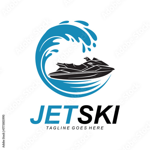 Jet Ski Rider Logo Design for Water Sports and Adventure Brand Identity