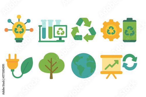 Recycling, sustainability solid icon set. Eco-friendly, green icons solid collection