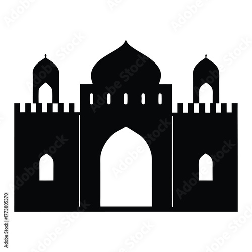 vector silhouette of Omani gate and wall architecture 