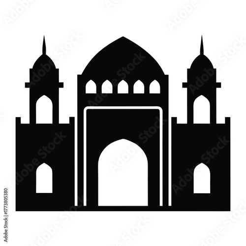vector silhouette of Omani gate and wall architecture 