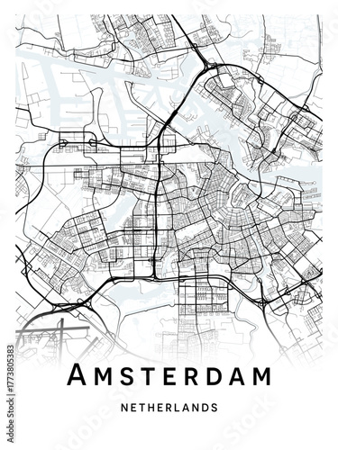 City map of the Amsterdam, Netherlands - concept art.