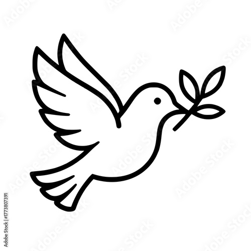 Black and White Peace Bird Icon