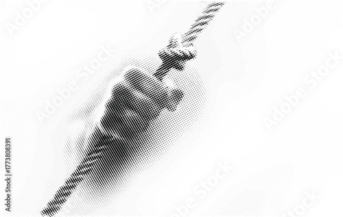 Hand gripping rope with knot – conceptual halftone vector of strength and endurance vector illustration.