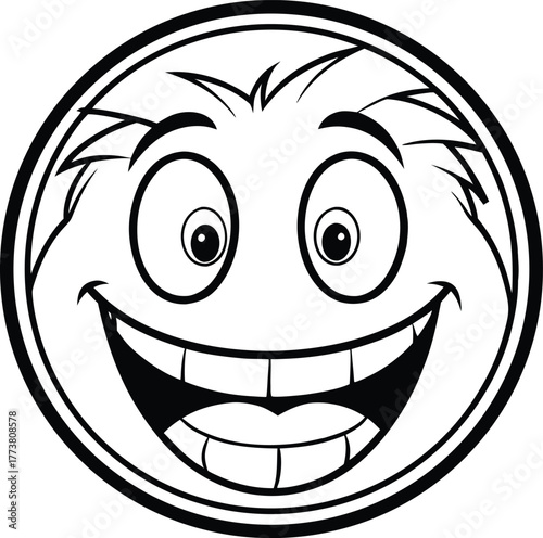  Cartoon Face with Wide Grinning Expression illustration