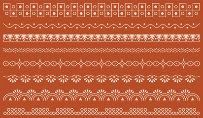 Papier peint photo Style bohème Bordures tribales ethniques style terracotta  © fahmithl