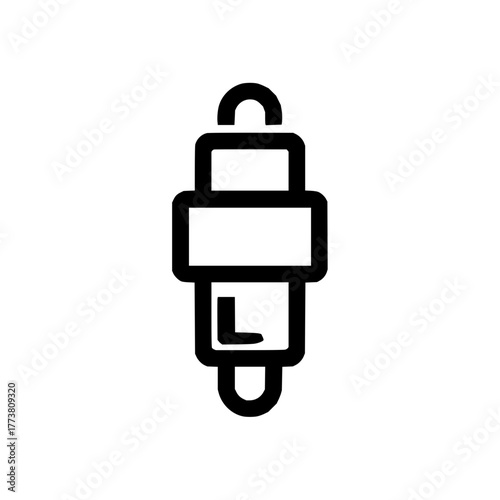 Automotive spark plug engine ignition system component vector outline icon for car maintenance and repair 100