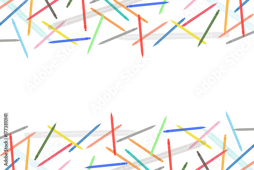 scattered colorful pencils border