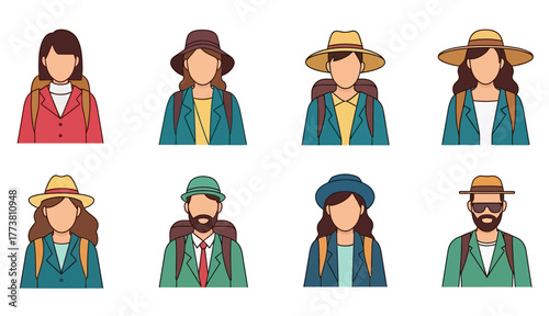 solo traveler, backpacker illustration  flat design