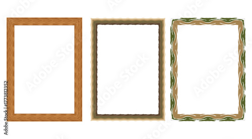 Four Picture Frames Ornament Golden Pattern Photo Background Victor
