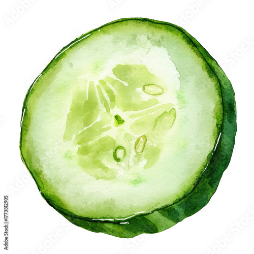sliced cucumber isolated on white