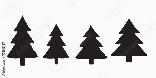 “Christmas Tree Silhouette Set | Pine Tree Clipart | Evergreen Forest Vector”