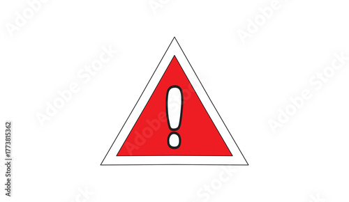 Red warning sign triangle with exclamation mark vector illustration