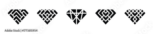Diamond shape icon set. Set of crystal, business class logo and diamond shape icon - Stock Vector 