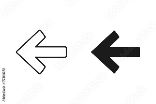 Black and white arrow icons isolated on white background