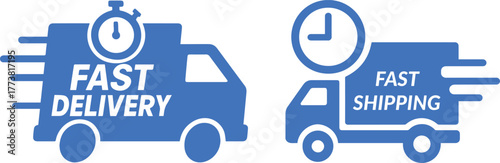 Fast Shipping Icon, Delivery Truck Silhouette, Transportation Vector Illustration for Logistics Apps and Websites
