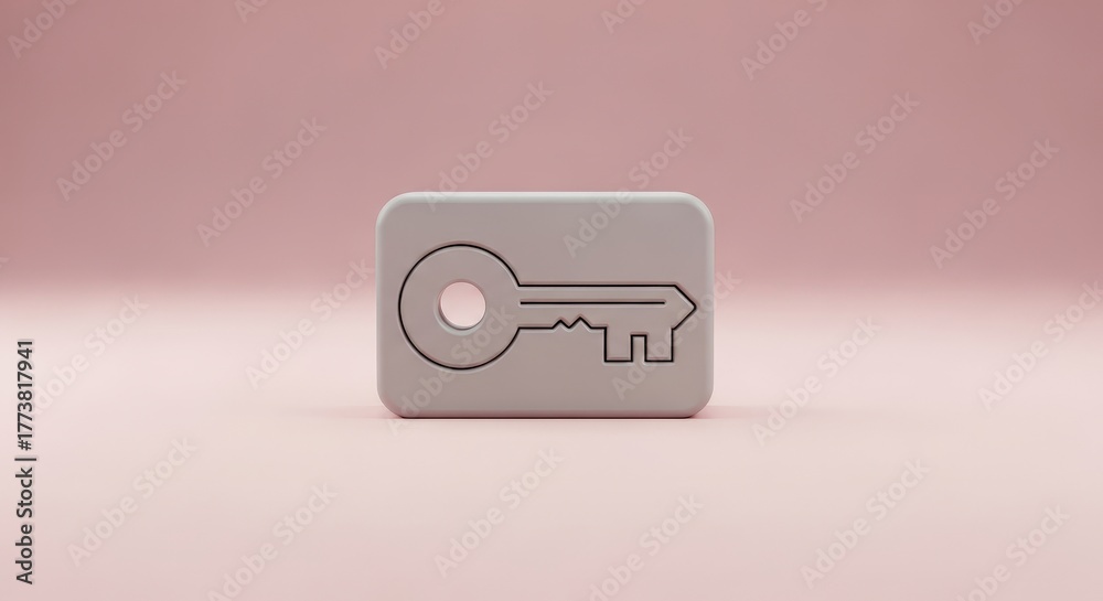 Fototapeta premium Minimalist Key Icon on Soft Pink Background for Creative Design and Illustration Projects