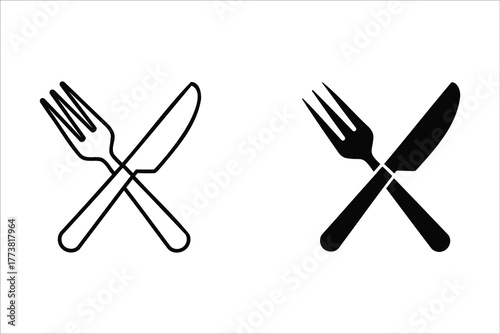 Fork and knife icon isolated on white background