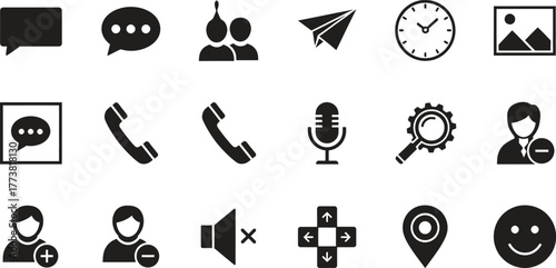 Communication and Technology Vector Icons Set for UI Design and Development