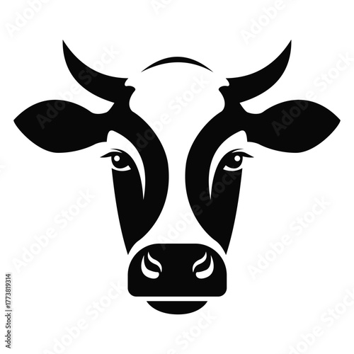  Minimalist Cow Head Silhouette Vector Logo Design